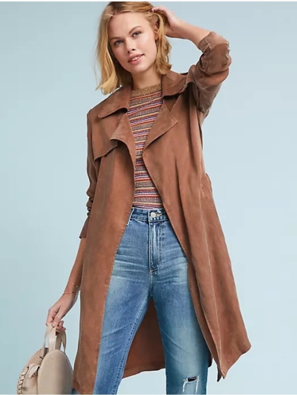 Moth Trench Coat in Brown lightweight by Anthropologie